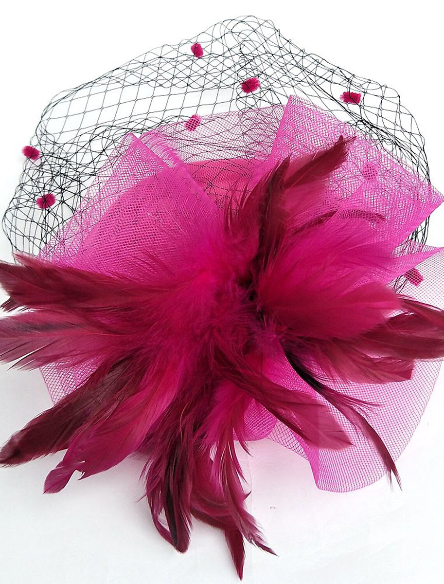 Black Feather Wedding Horse Race Ladies Day Net Headpiece/Headwear
