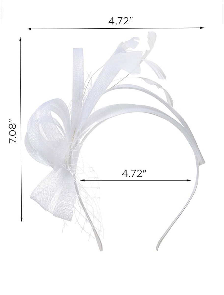 Simple White Feather Tea Party Cocktail Ladies Day Tulle Fascinator/Headband