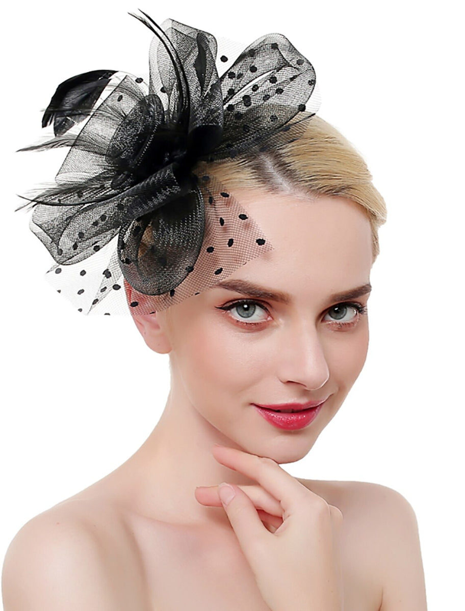 Organza Elegant Wedding Cocktail Party Feather Fascinator/Headpiece With MiniSpot
