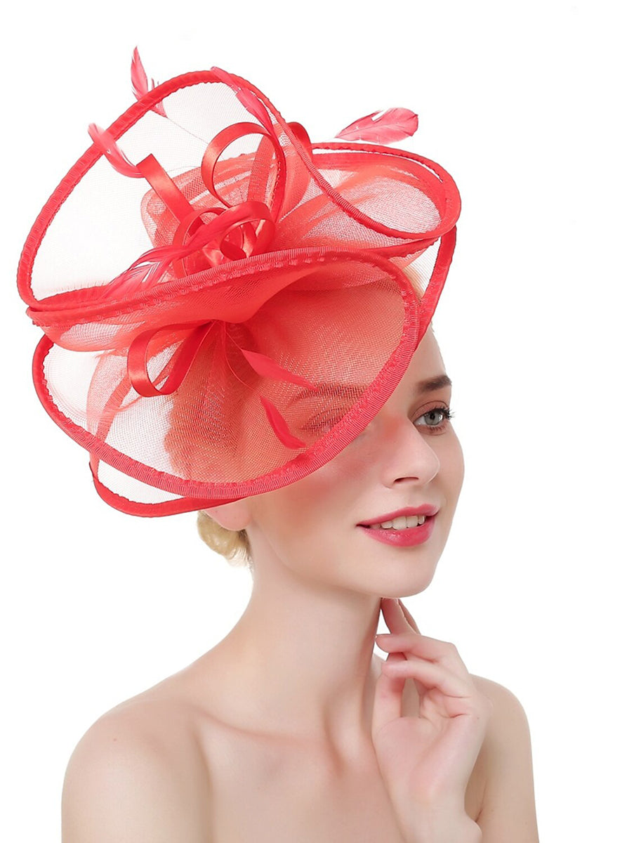 Exaggerated Retro Organza Ladies Day Feather Luxury Bowler Hat/Fascinator