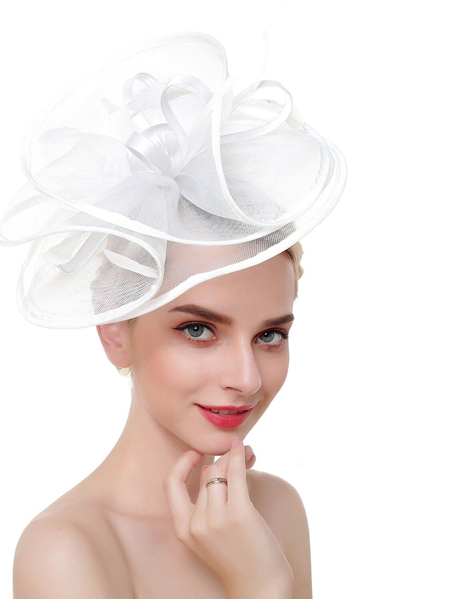 Exaggerated Retro Organza Ladies Day Feather Luxury Bowler Hat/Fascinator