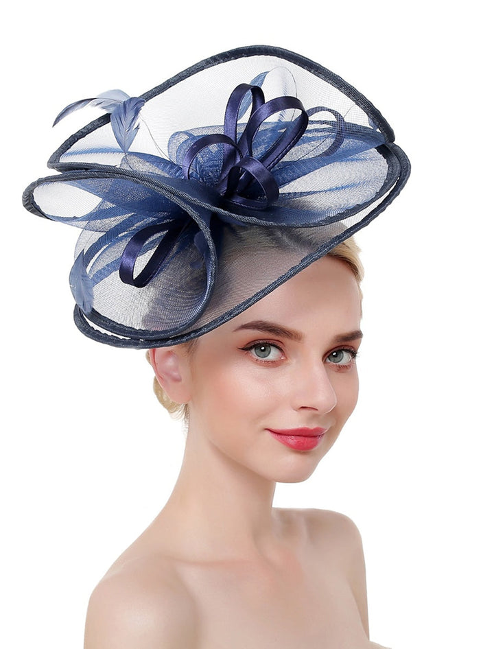 Exaggerated Retro Organza Ladies Day Feather Luxury Bowler Hat/Fascinator