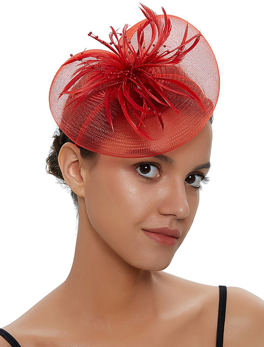 Fuchsia Cute Ladies Day Wedding Party Cocktail Feather Kentucky Derby Hat/Fascinator