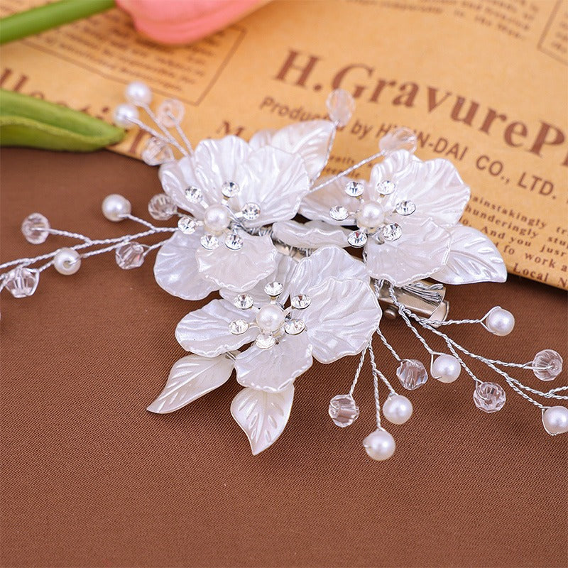 Flower Clip Bridal Headpiece with Pearls & Crystals