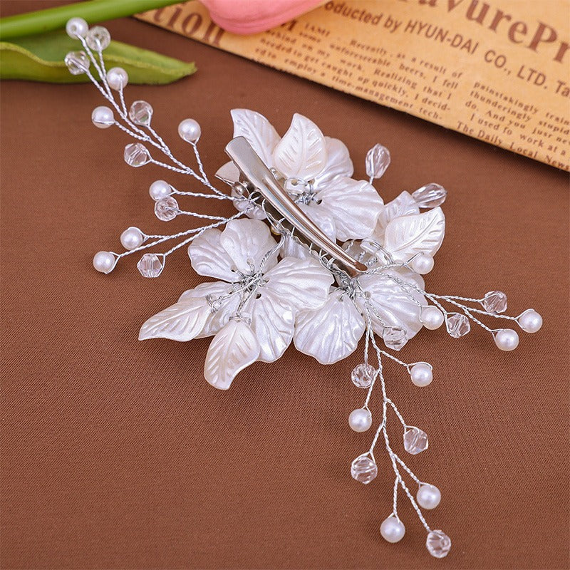 Flower Clip Bridal Headpiece with Pearls & Crystals