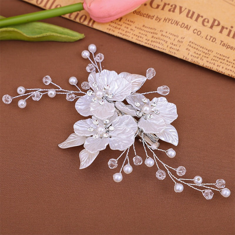 Flower Clip Bridal Headpiece with Pearls & Crystals