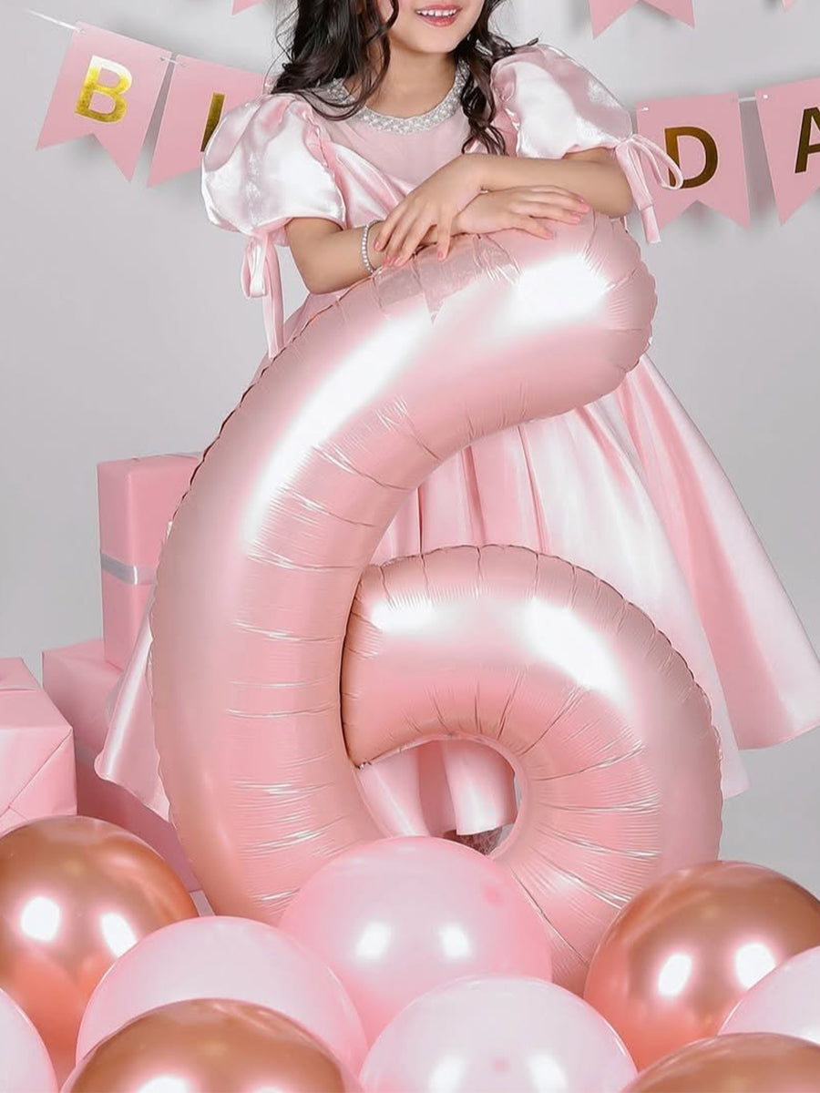 Ball Gown Scoop Sweet Tea Length Flower Girl Dress With Ruffles & Bow(s) & Pearl