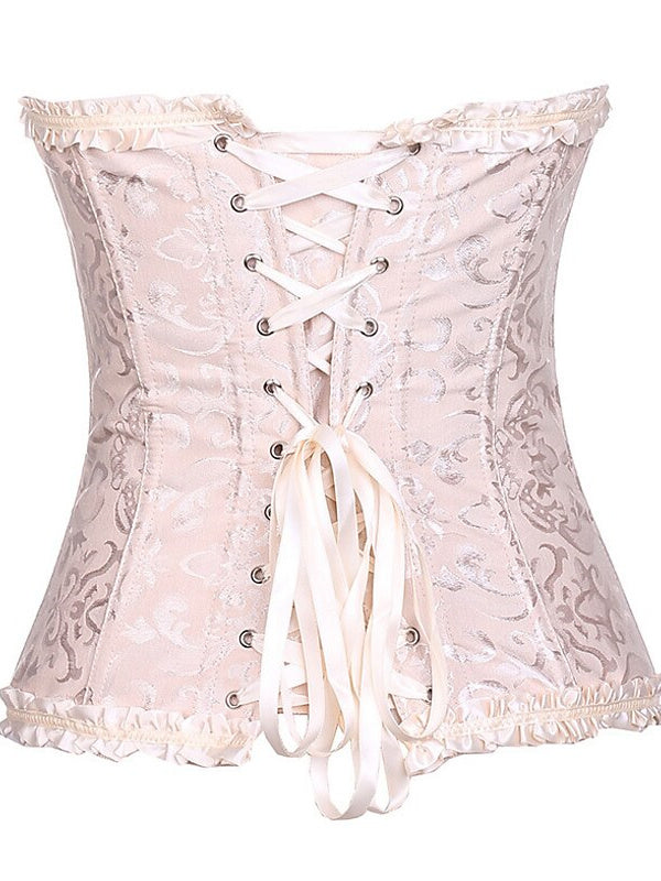 Women鈥榮 Hook & Eye Tummy Control Push Up Jacquard Overbust Corsets for Wedding Party Birthday