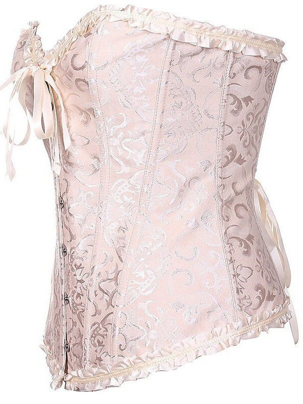 Women鈥榮 Hook & Eye Tummy Control Push Up Jacquard Overbust Corsets for Wedding Party Birthday