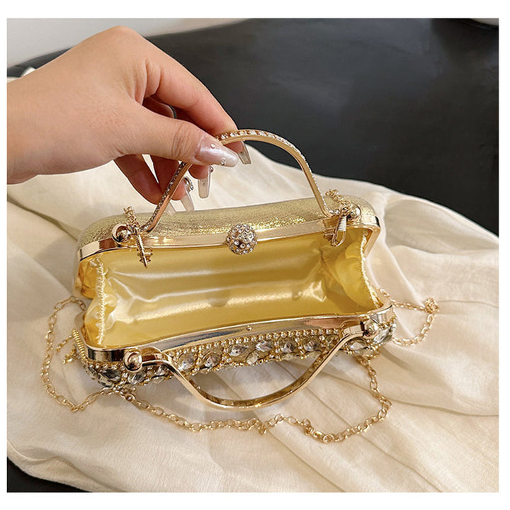 Gold Retro Elegant Daily Wedding Party Clutch Bag with Rhinestone & Tassel