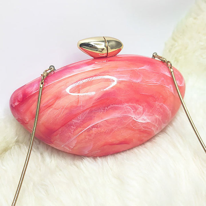 Gold Stylish Irregular Ellipse Candy Daily Chain Wedding Party Clutch Bag