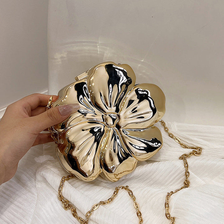 Gold PVC Acrylic Sweet Flower Daily Mini Wedding Party Clutch Bag