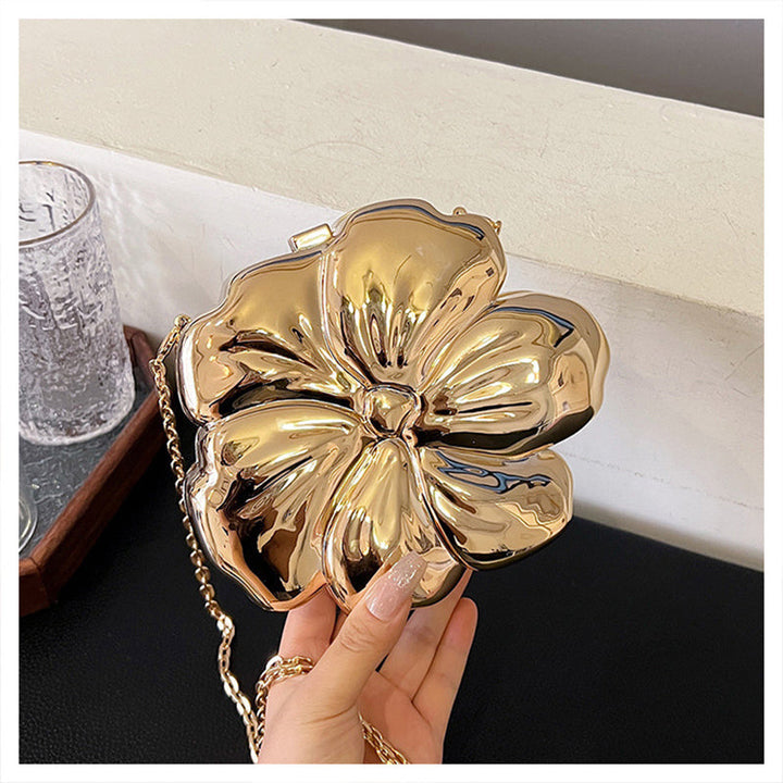 Gold PVC Acrylic Sweet Flower Daily Mini Wedding Party Clutch Bag