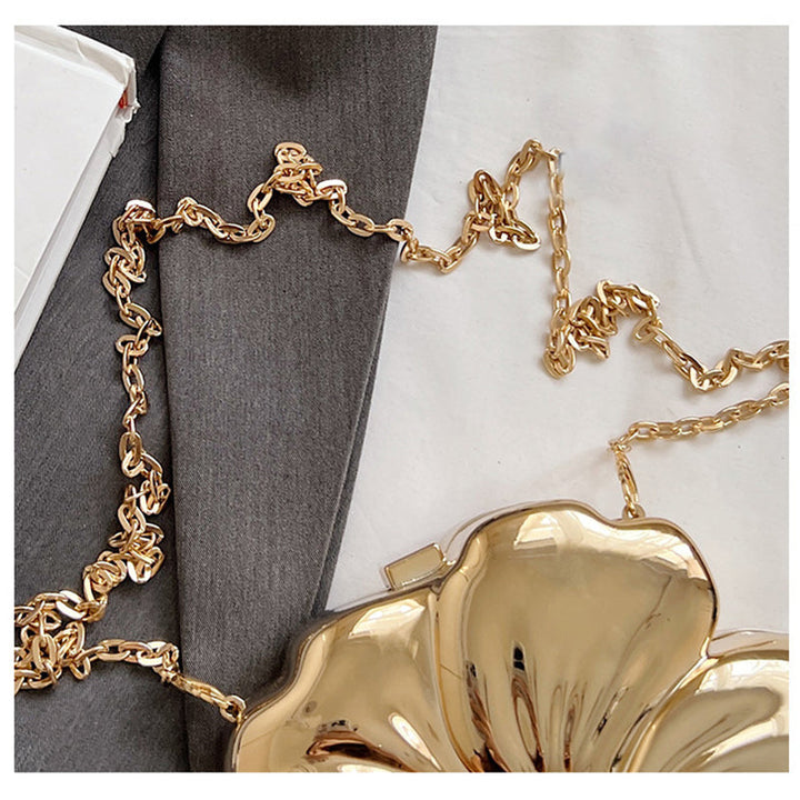 Gold PVC Acrylic Sweet Flower Daily Mini Wedding Party Clutch Bag
