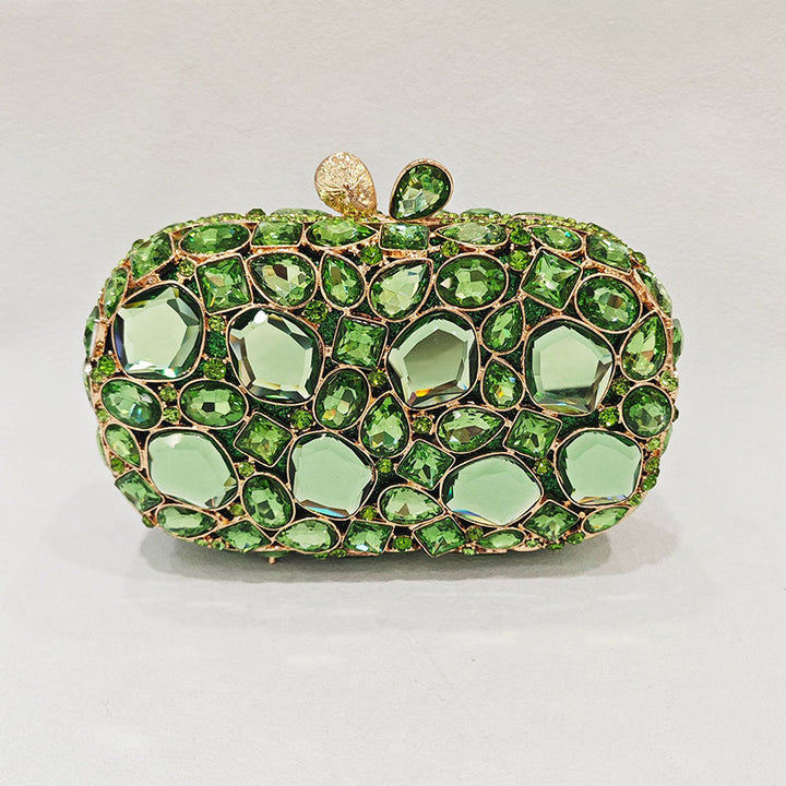 Elegant Retro Irregular Glass Diamond Encrusted Square Evening Wedding Party Clutch Bag