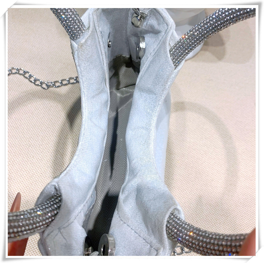 Silver Luxurious Sparkling Crystal Fashion Wedding Party Clutch Bag with Bowknot