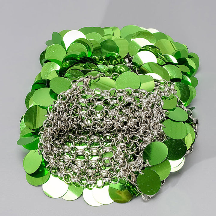 Green Retro Sparkling Sequined High-End Chain Evening Clutch Bag