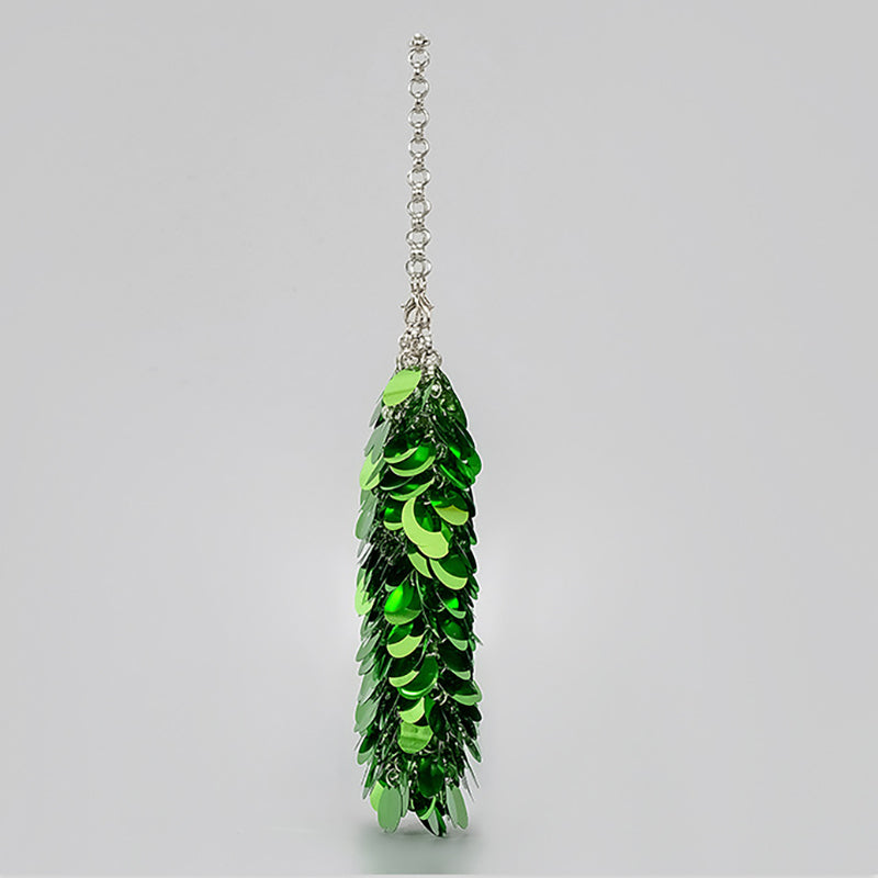 Green Retro Sparkling Sequined High-End Chain Evening Clutch Bag