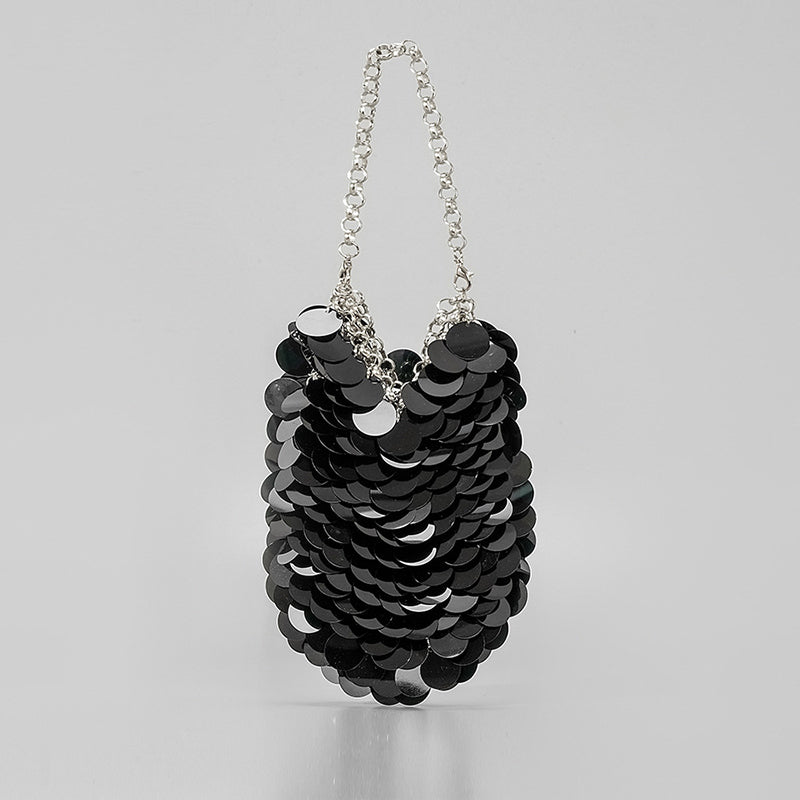 Green Retro Sparkling Sequined High-End Chain Evening Clutch Bag