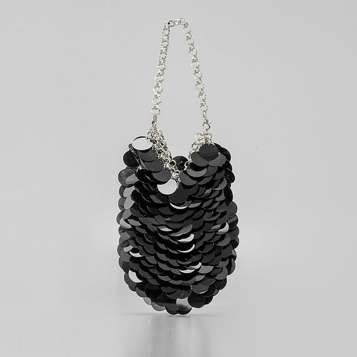 Green Retro Sparkling Sequined High-End Chain Evening Clutch Bag