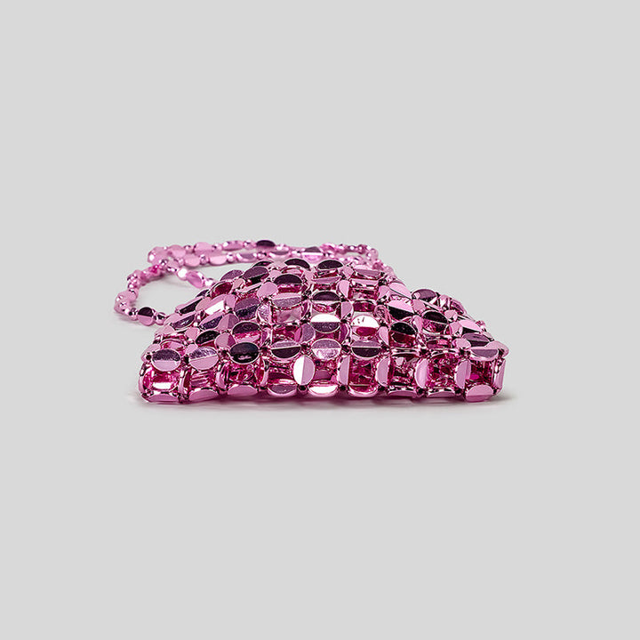 Chic Acrylic Sequins Elegant Weave Chain Evening Clutch Bag with Beadings