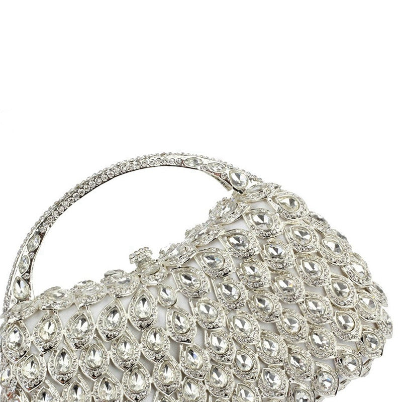 Retro Luxurious Wedding Party Evening Square HandBag with Rhinestone