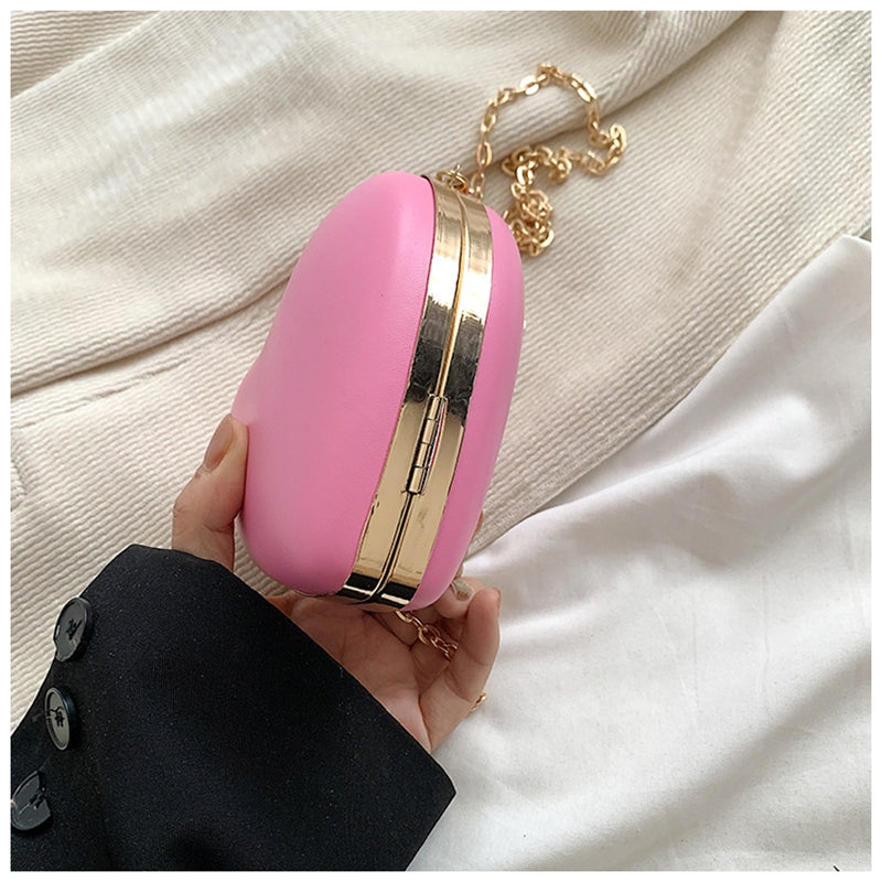 Chic PU Heart Minimalist Chain Evening Wedding Party Clutch Bag