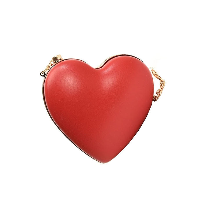Chic PU Heart Minimalist Chain Evening Wedding Party Clutch Bag