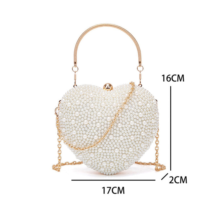 Luxurious PU Minimalist Heart Wedding Party Clutch Bag with Pearls