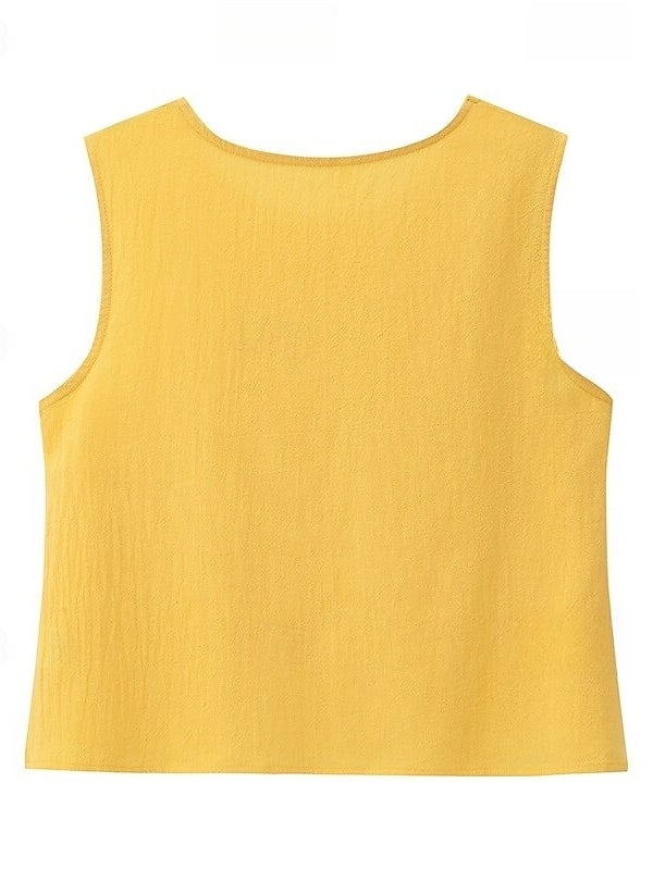 2 Pieces Jewel Neck Sleeveless Ankle-Length Wedding Guest Pantsuits with Pockets