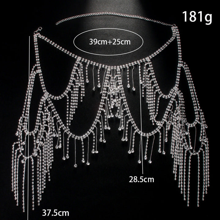 Luxury Elegant Rhinestone Tassel Body Chain Dress Accessories