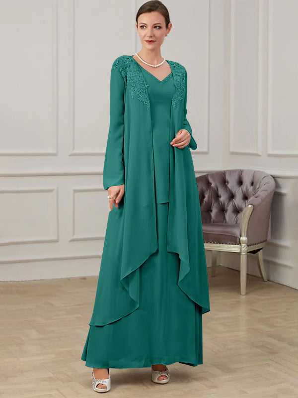 A-Line/Princess V-Neck Floor-Length Mother of the Bride Dresses