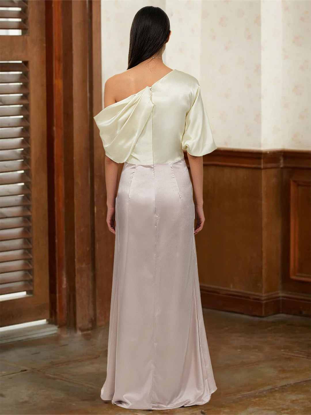 A-Line/Princess Half Sleeves Cowl Neck Mother of the Bride Dresses