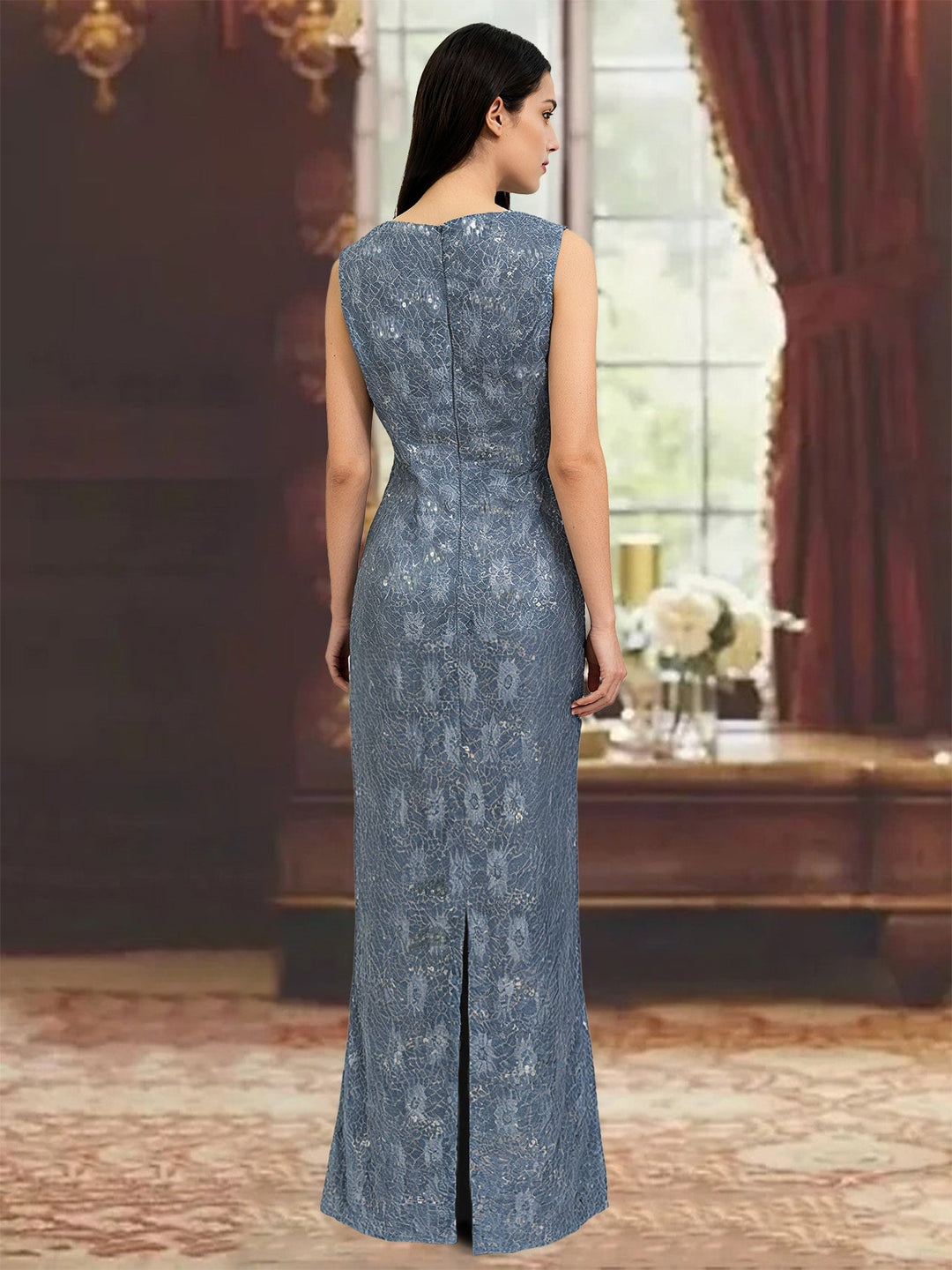 Chiffon Scoop Ankle-length Mother of the Bride Dresses with Sequins & Jacket