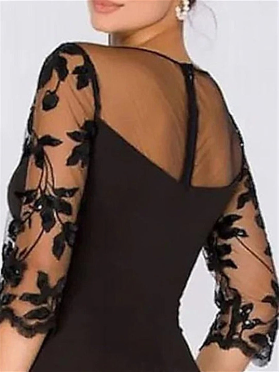 A-Line/Princess Sweetheart 3/4 Sleeves Floor-Length Mother of the Bride Jumpsuit with Applique