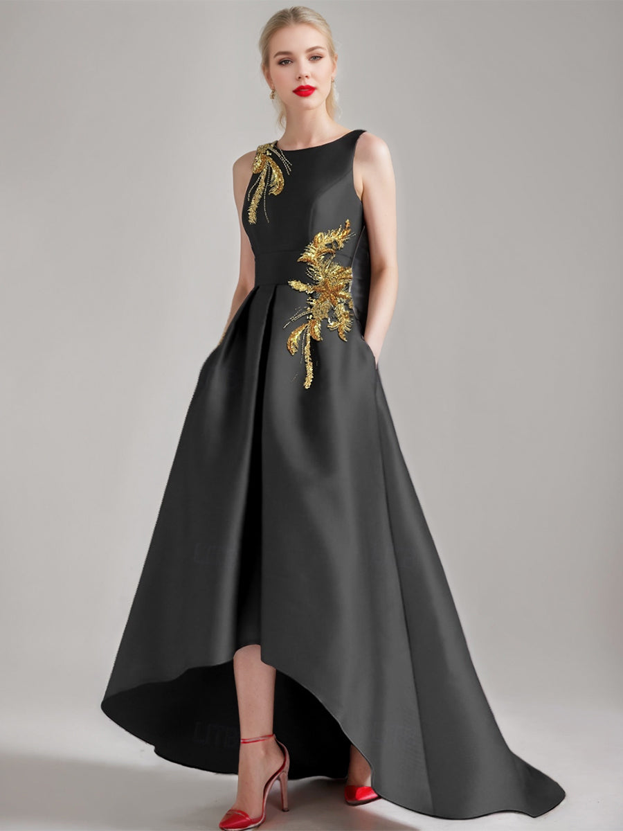 A-Line/Princess Scoop Sleeveless Asymmetrical Elegant Mother of the Bride & Groom Dresses with Appliques