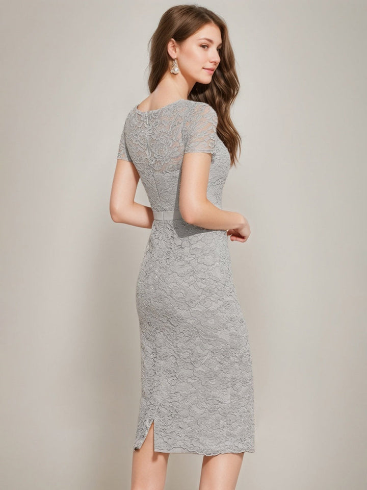 Sheath/Column Scoop Tea-Length Mother of the Bride Dresses with Jacket & Crystals