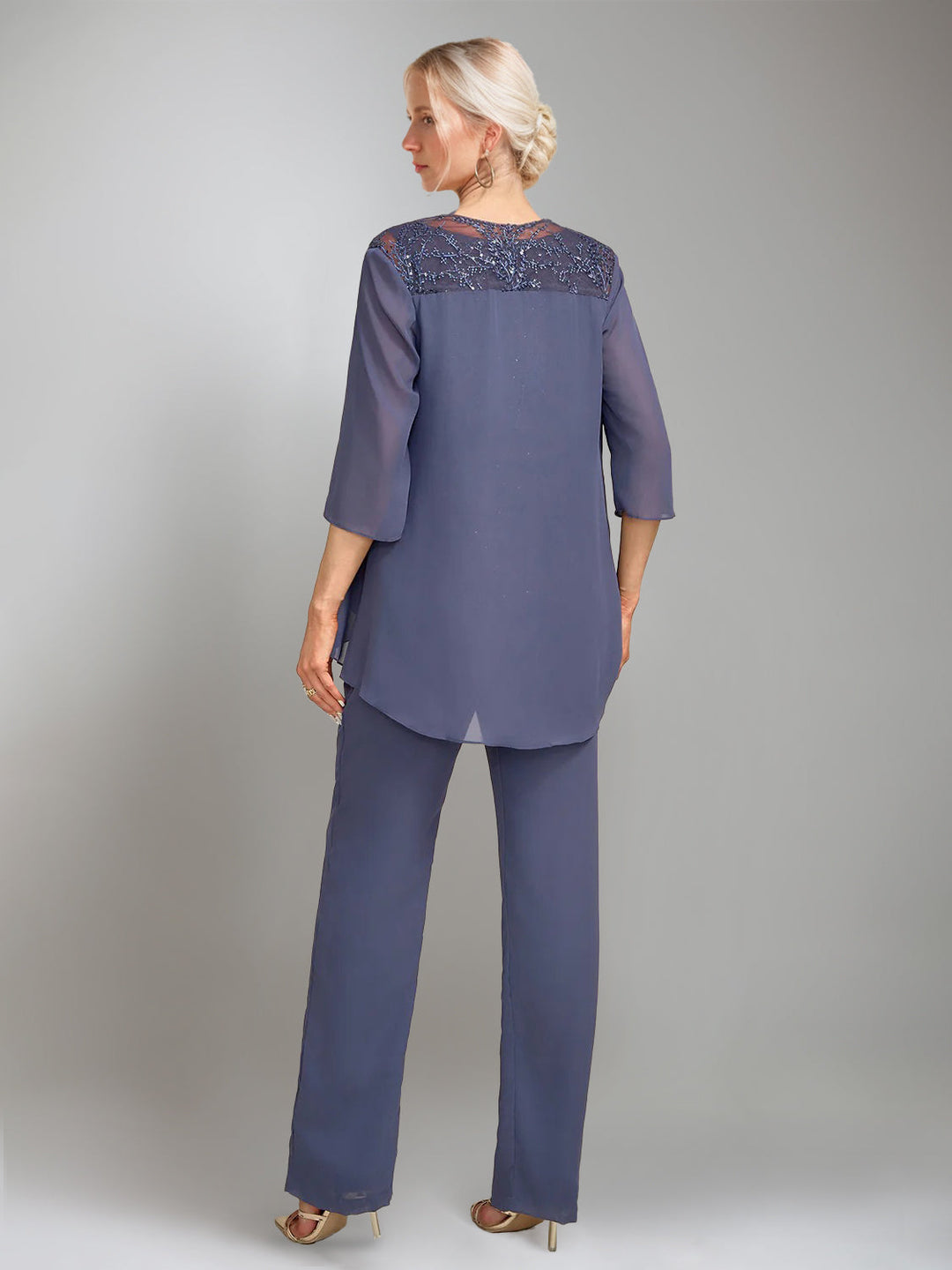 3 Pieces Scoop Sleeveless Floor-Length Mother of the Bride Pantsuits with Jacket