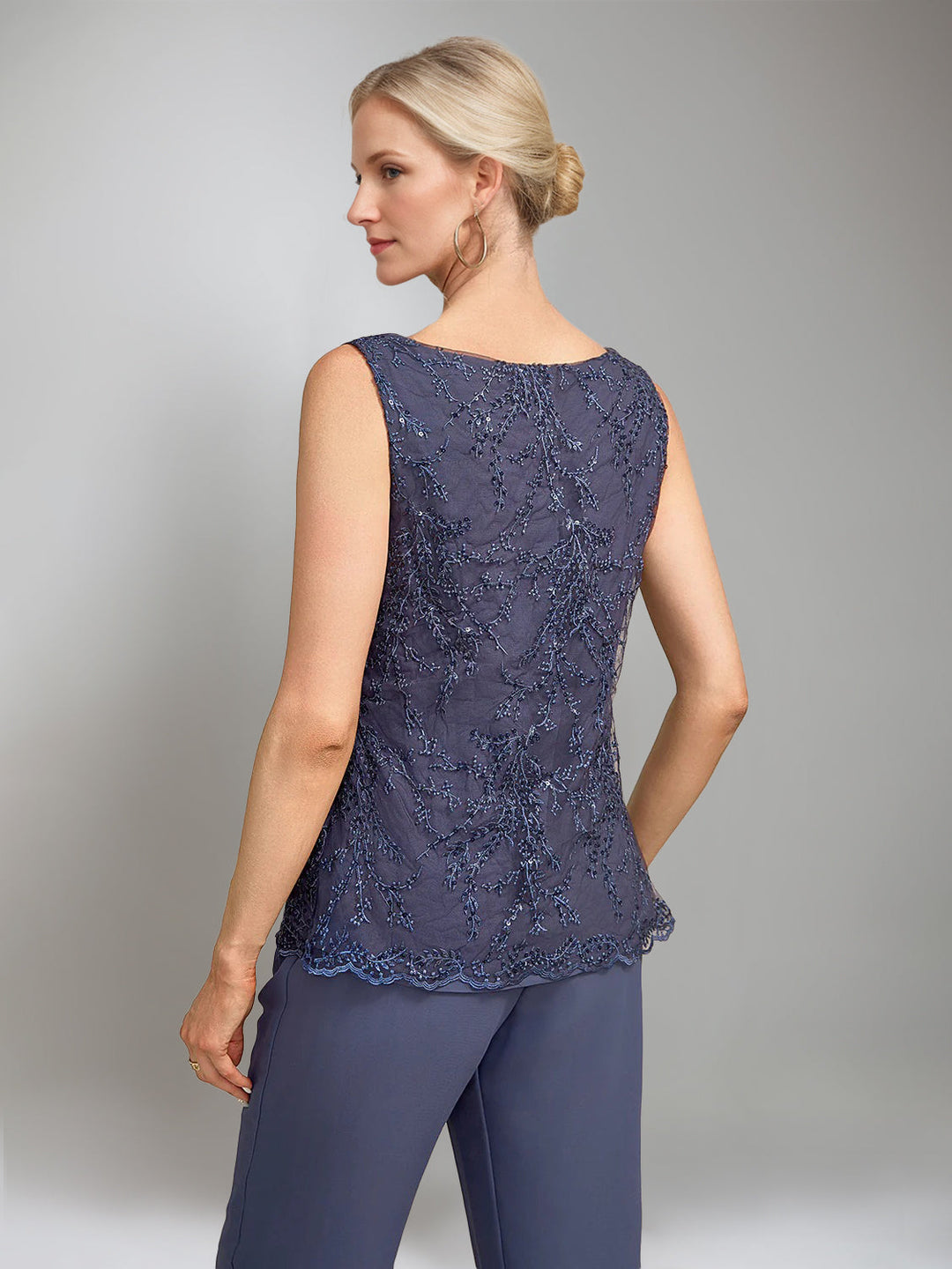 3 Pieces Scoop Sleeveless Floor-Length Mother of the Bride Pantsuits with Jacket