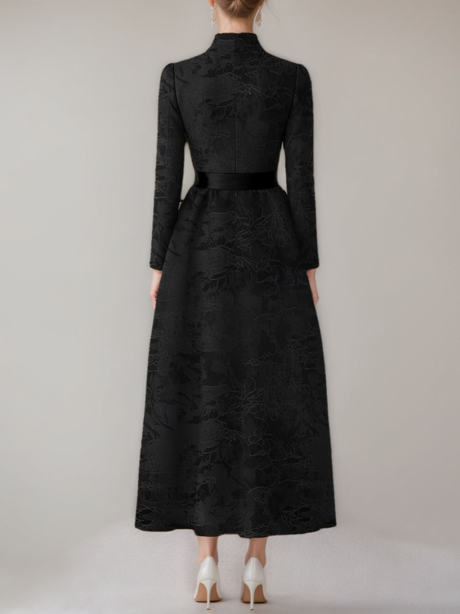 A-Line/Princess V-Neck Satin Mother of the Bride Dresses Long Sleeves Ankle-Length with Bow