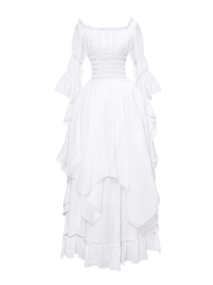 A-Line/Princess Scoop 3/4 Sleeves Vintage Costume Dresses with Ruffles & Ruches