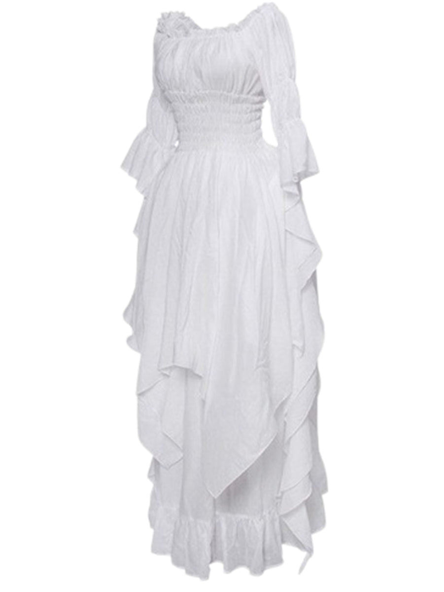 A-Line/Princess Scoop 3/4 Sleeves Vintage Costume Dresses with Ruffles & Ruches