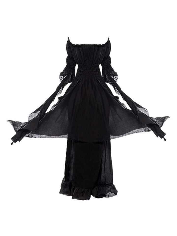 A-Line/Princess Scoop 3/4 Sleeves Vintage Costume Dresses with Ruffles & Ruches