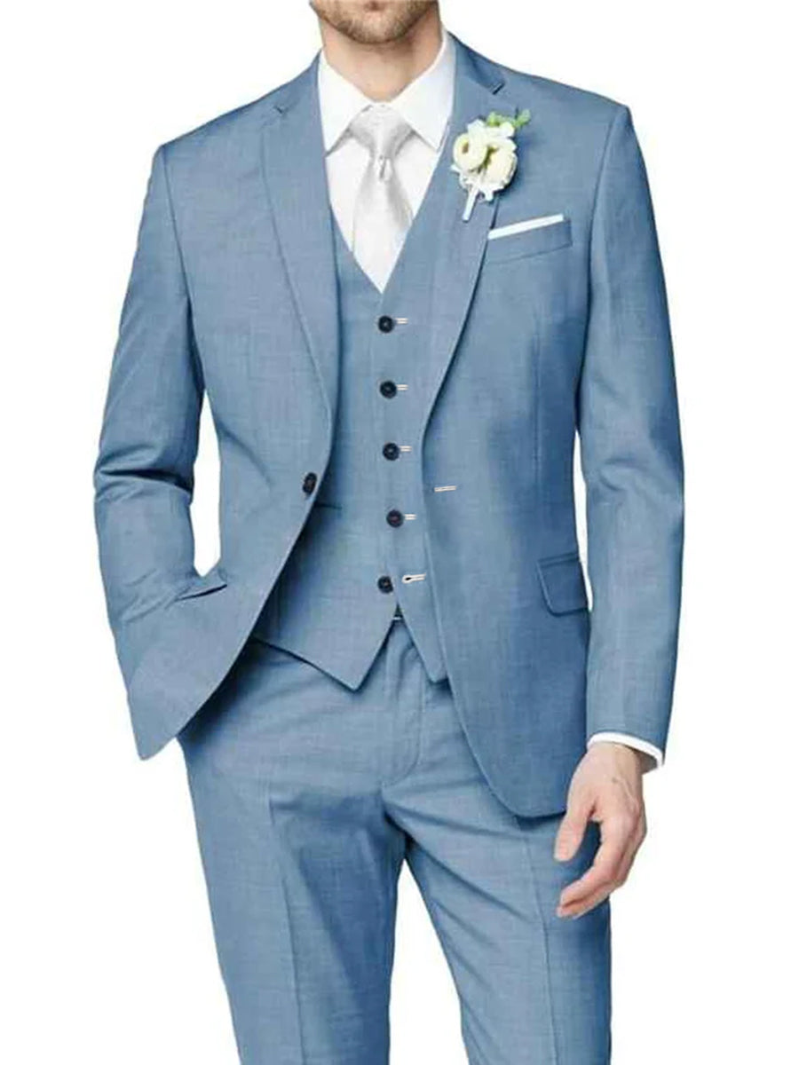 Lilac Men's Formal Notch Tailored Fit Single Breasted One-button Wedding Party Suits