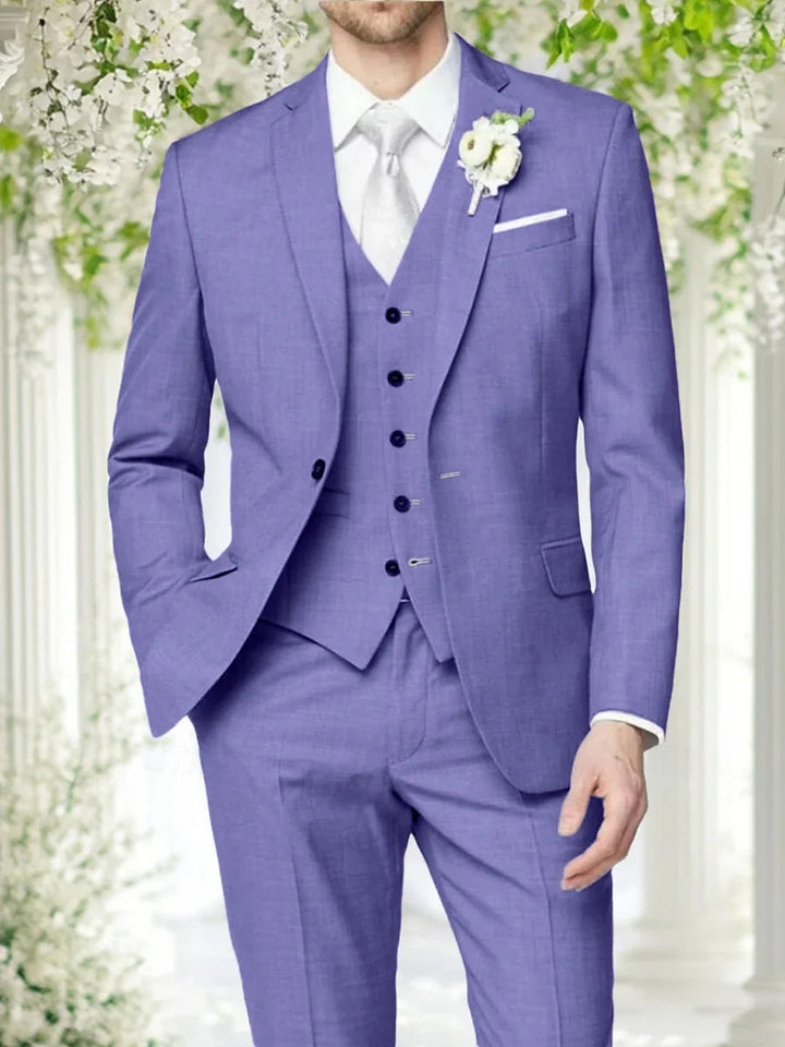 Lilac Men's Formal Notch Tailored Fit Single Breasted One-button Wedding Party Suits