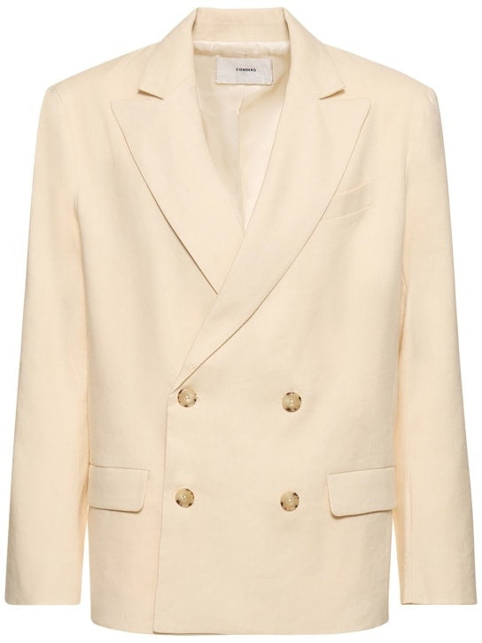 Men's Cream Single Breasted Four-buttons Peaked Lapel Casual Party Business Suits with Pockets