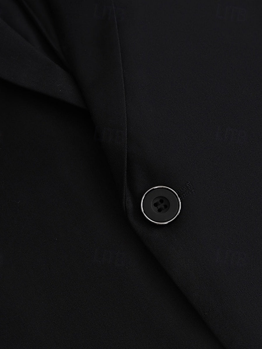 Men's Black Single Breasted Two-buttons Notched Lapel Wedding Prom Party Suits