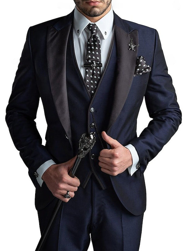 Men's 3 Pieces Standard Fit Single Breasted One-button Wedding Party Suits