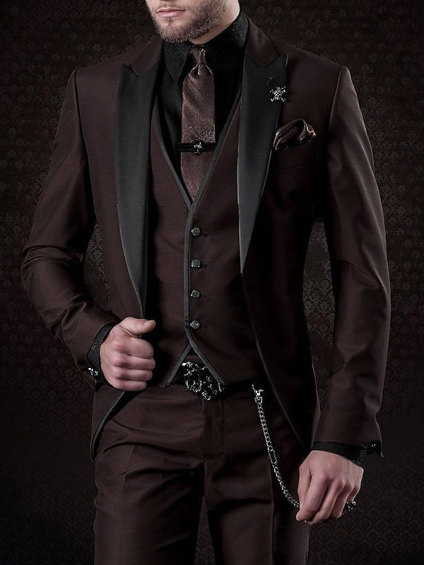 Men's 3 Pieces Standard Fit Single Breasted One-button Wedding Party Suits