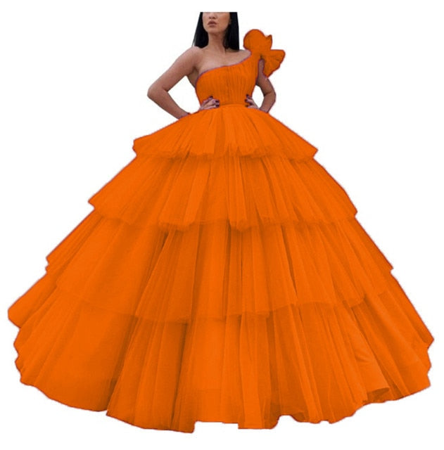 Ball Gown One-Shoulder Floor-length Long Formal Dresses